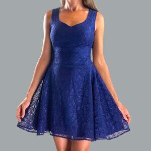 Z SPOKE BY ZAC POSEN BLUE LACE FIT AND FLARE DRESS
